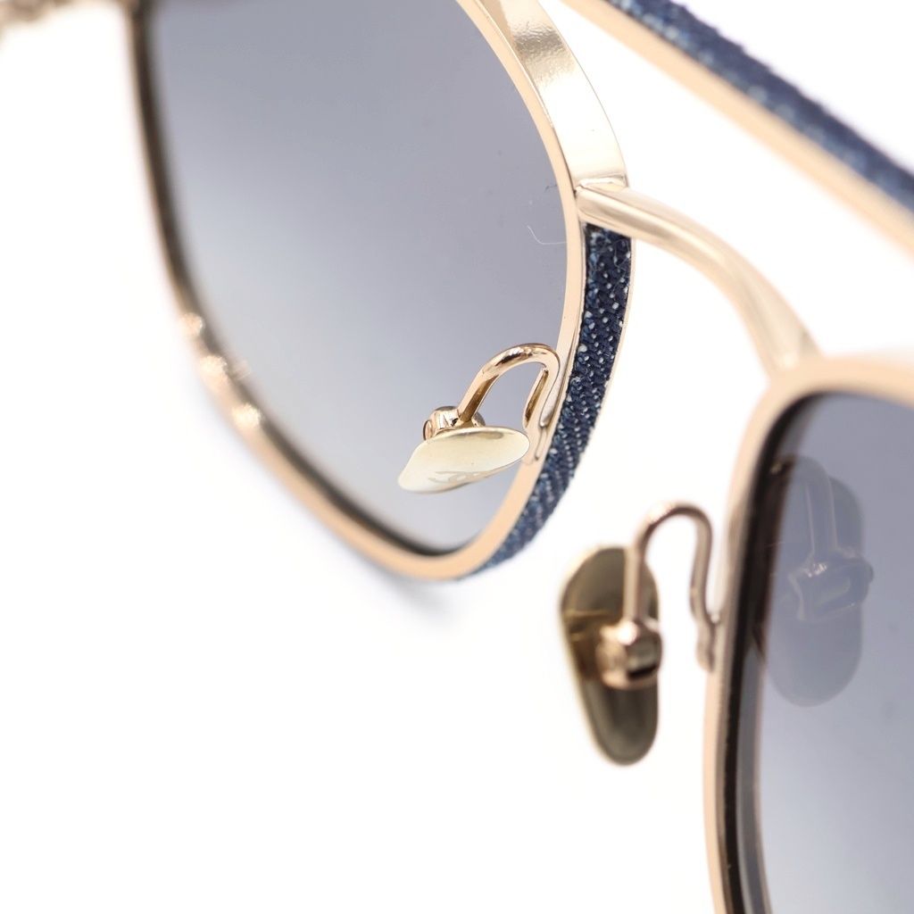 Chanel CC Logo Calfskin Denim Sunglasses Eyewe 56 18 Gold Blue Eyewear — view 5