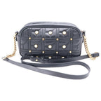 Gucci GG Marmont Pearl Motif Shoulder Bag Black Leather Gold — view 2