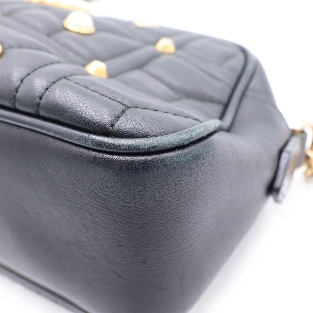 Gucci GG Marmont Pearl Motif Shoulder Bag Black Leather Gold — view 5