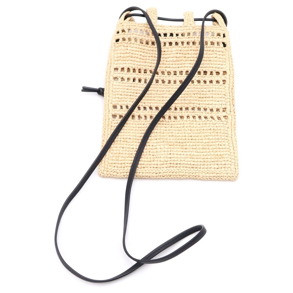 Loewe Raffia Drawstring Pocket Anagram Mini Shoulder Bag Beige Raffia — view 2