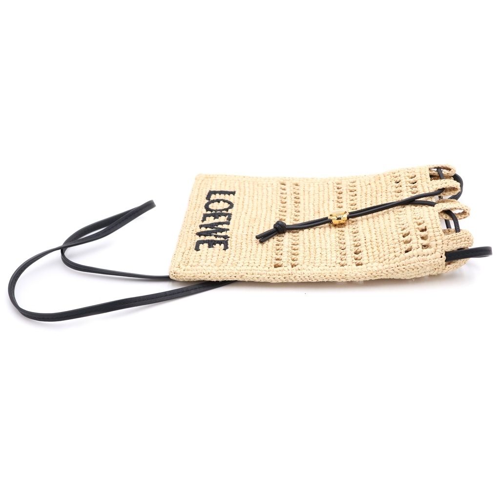 Loewe Raffia Drawstring Pocket Anagram Mini Shoulder Bag Beige Raffia — view 3
