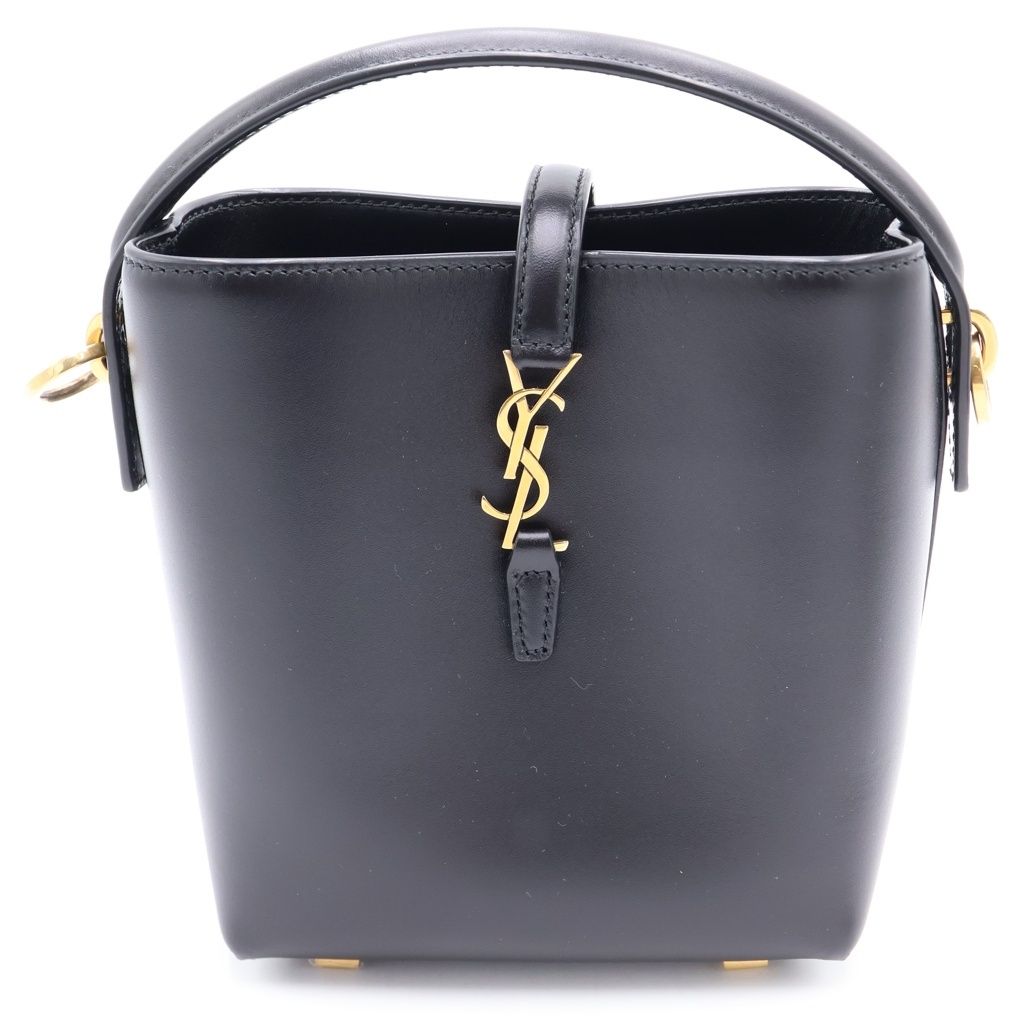 Saint Laurent Paris Minibucketbag Leather Gold 2-Way Shoulder Bag Black