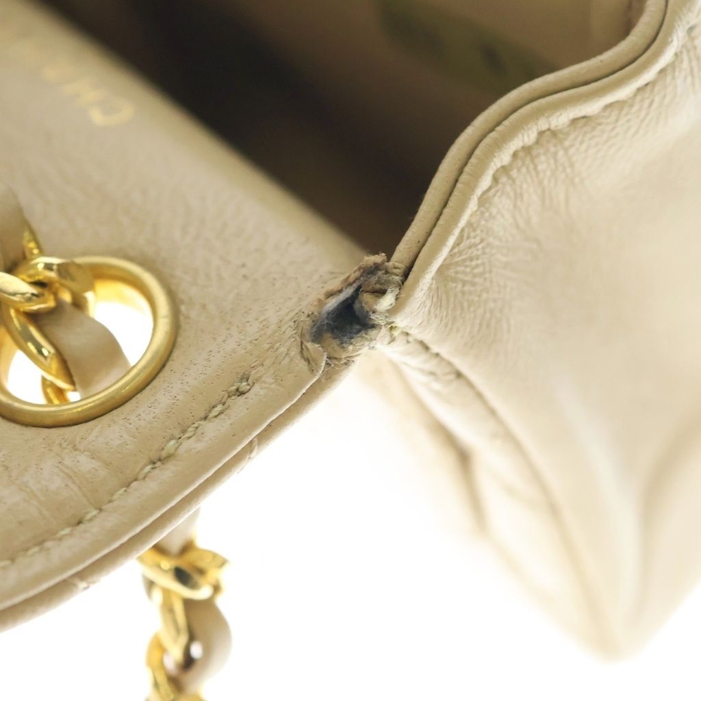 Chanel Micro Minimini Quilted Lambskin Chain Pouch Charm Gold Beige — view 6