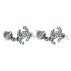 Chanel CC Logo Rhinestone Drop Earrings Silver — view 3