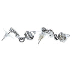 Chanel CC Logo Rhinestone Drop Earrings Silver — view 4