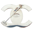 Chanel CC Logo Lock Rhinestone Bro Pin Silver Brooch — view 2