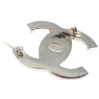 Chanel CC Logo Lock Rhinestone Bro Pin Silver Brooch — view 5