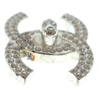 Chanel CC Logo Lock Rhinestone Bro Pin Silver Brooch — view 4