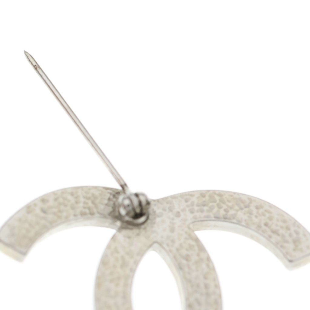 Chanel CC Logo Fakepearl Bro Pin Silver Brooch — view 6