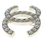 Chanel CC Logo Fakepearl Bro Pin Silver Brooch — view 3