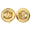 Chanel CC Logo Round Earrings Gold
