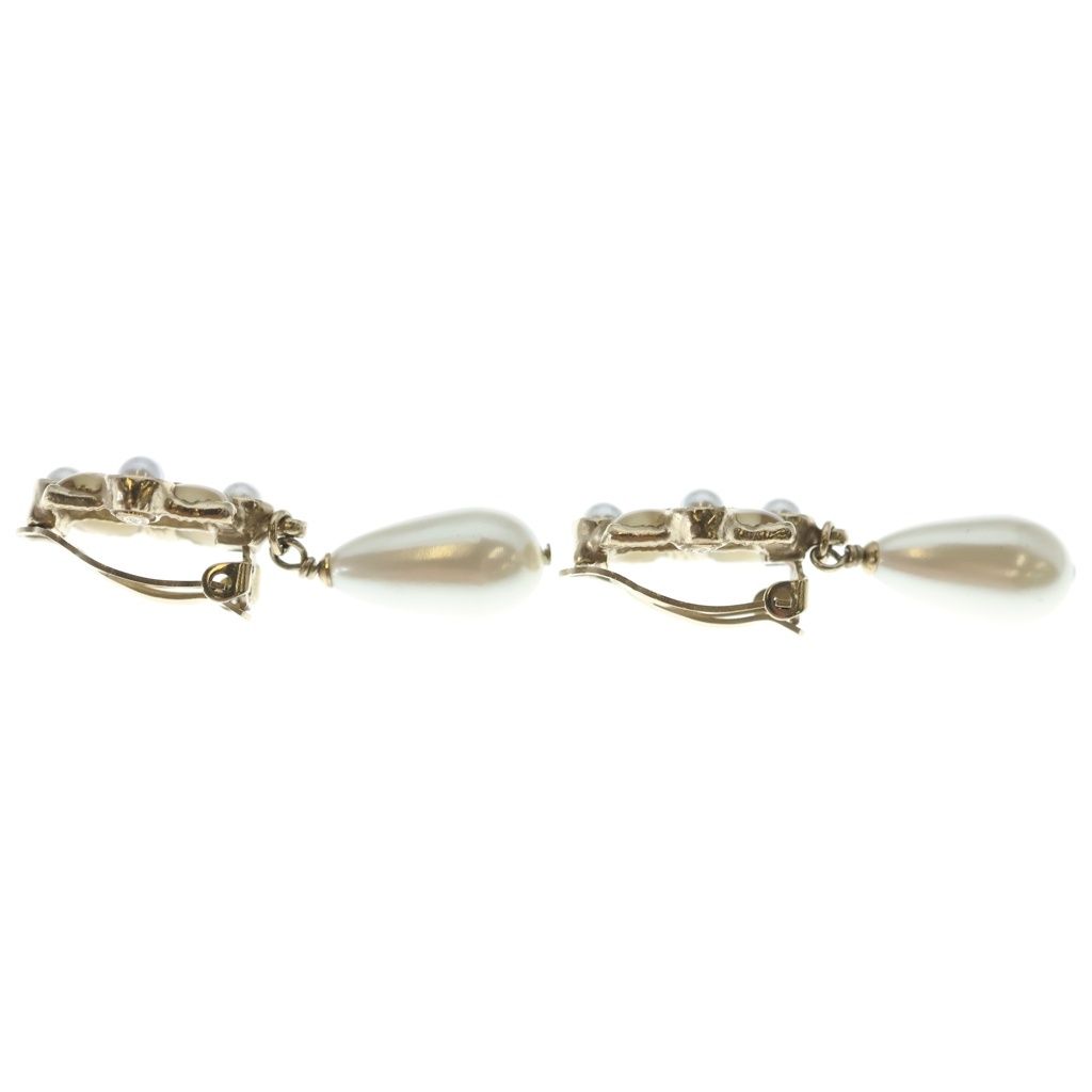 Chanel CC Logo Fakepearl Drop Earrings Gold — view 4