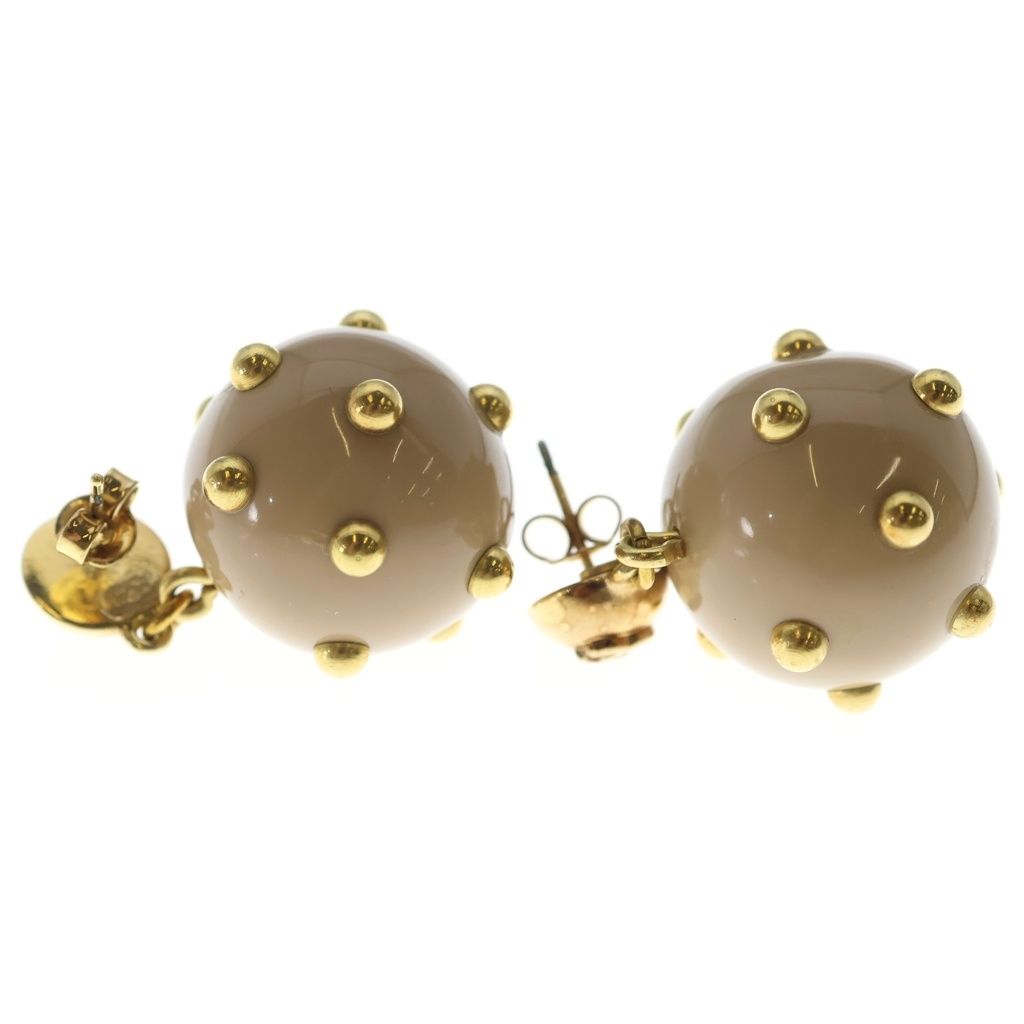 Chanel CC Logo Earrings Studs Plastic Gold Beige — view 4
