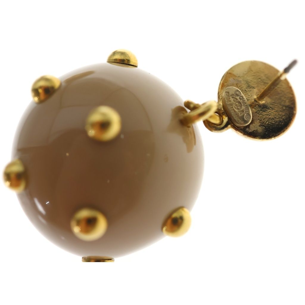 Chanel CC Logo Earrings Studs Plastic Gold Beige — view 6