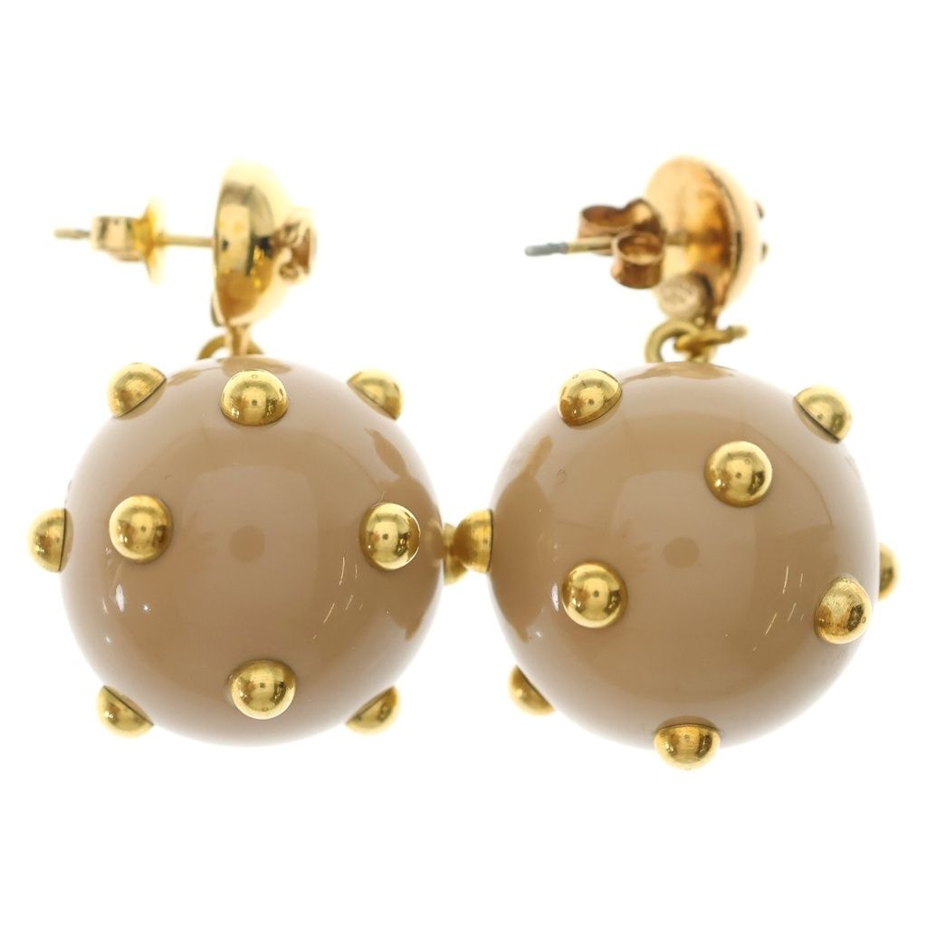 Chanel CC Logo Earrings Studs Plastic Gold Beige — view 2