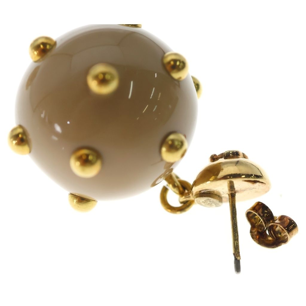 Chanel CC Logo Earrings Studs Plastic Gold Beige — view 5
