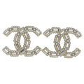 Chanel CC Logo Earrings Rhinestone Fakepearl White Gold