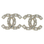 Chanel CC Logo Earrings Rhinestone Fakepearl White Gold
