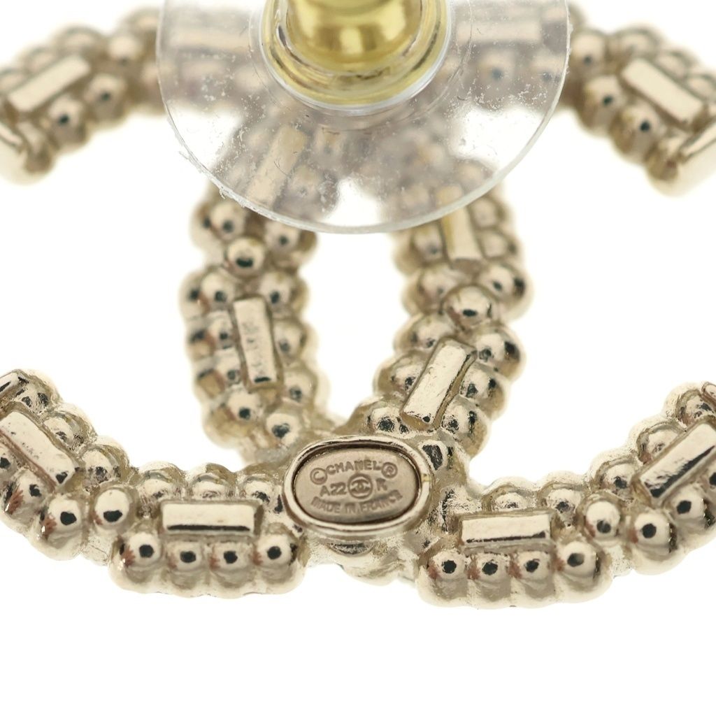 Chanel CC Logo Earrings Rhinestone Fakepearl White Gold — view 5