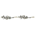 Chanel CC Logo Earrings Ribbon Droppearl Rhinestone Silver — view 4