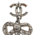 Chanel CC Logo Earrings Ribbon Droppearl Rhinestone Silver — view 5