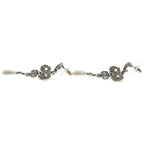 Chanel CC Logo Earrings Ribbon Droppearl Rhinestone Silver — view 3