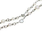 Chanel CC Logo Necklace Pearl Rhinestone Ribbon Silver — view 5