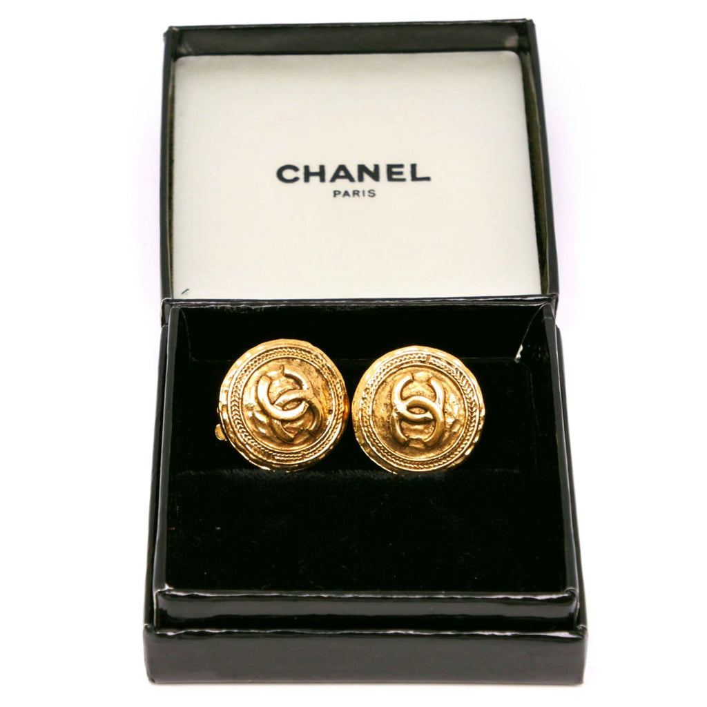 Chanel CC Logo Vintage Gold Plated Earrings — view 5