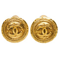 Chanel CC Logo Vintage Gold Plated Earrings