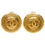 Chanel CC Logo Vintage Gold Plated Earrings