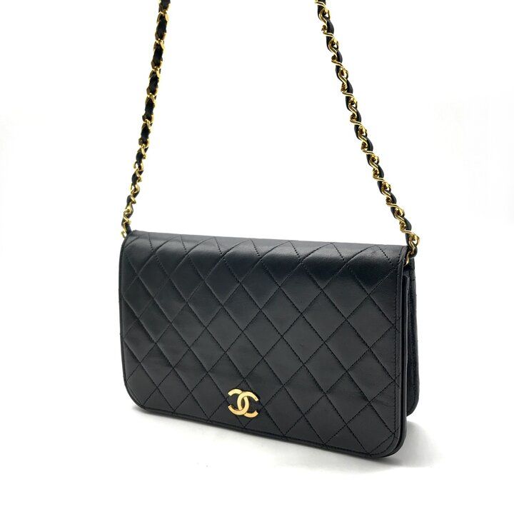 Chanel CC Logo Quilted Push Lock Chain Shoulder Bag Leather Black — view 2