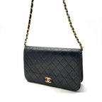 Chanel CC Logo Quilted Push Lock Chain Shoulder Bag Leather Black — view 2