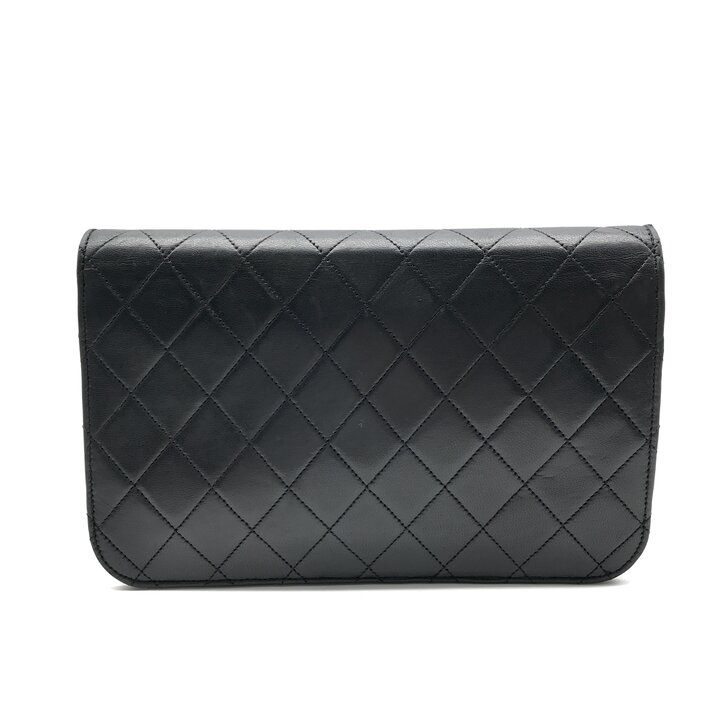Chanel CC Logo Quilted Push Lock Chain Shoulder Bag Leather Black — view 3