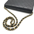 Chanel CC Logo Quilted Push Lock Chain Shoulder Bag Leather Black — view 7