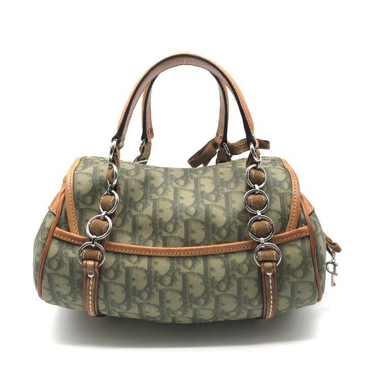 Dior Trotter Romantic Ribbon Leather Hand Bag Khaki — view 3