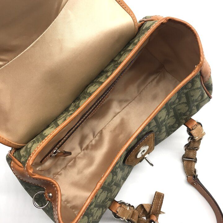 Dior Trotter Romantic Ribbon Leather Hand Bag Khaki — view 8