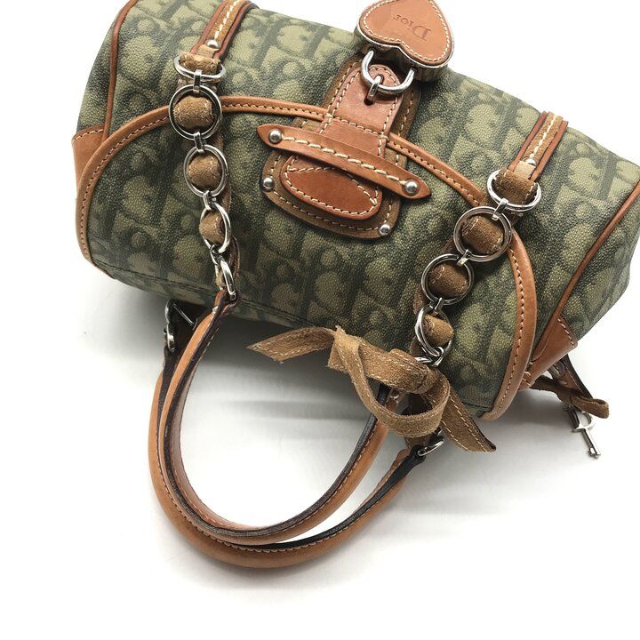 Dior Trotter Romantic Ribbon Leather Hand Bag Khaki — view 7