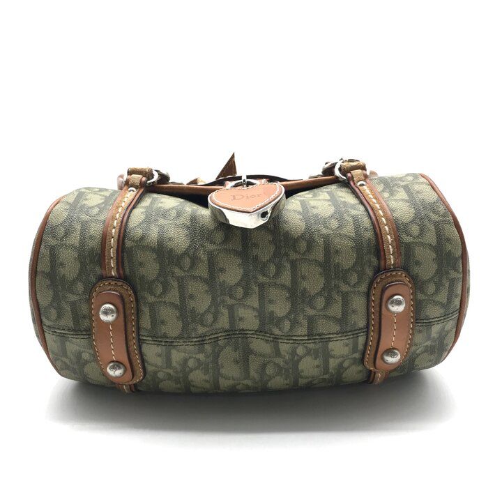 Dior Trotter Romantic Ribbon Leather Hand Bag Khaki — view 4