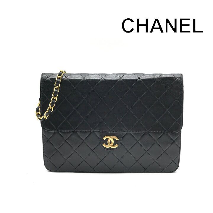 Chanel Shoulder Bag Chain Gold Vintage Quilted Black