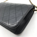 Chanel CC Logo Quilted Leather Push Lock Chain Shoulder Bag Black — view 5