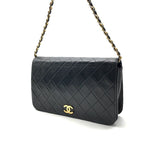 Chanel CC Logo Quilted Leather Push Lock Chain Shoulder Bag Black — view 2