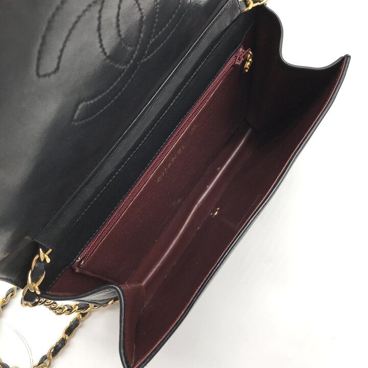 Chanel CC Logo Quilted Leather Push Lock Chain Shoulder Bag Black — view 9