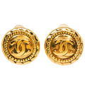 Chanel CC Logo Vintage Gold Plated Earrings