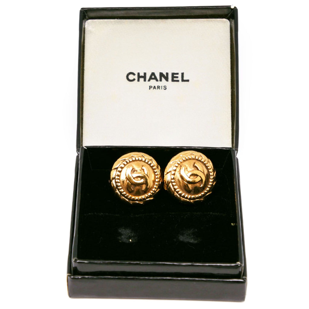 Chanel CC Logo Vintage Gold Plated Earrings — view 5