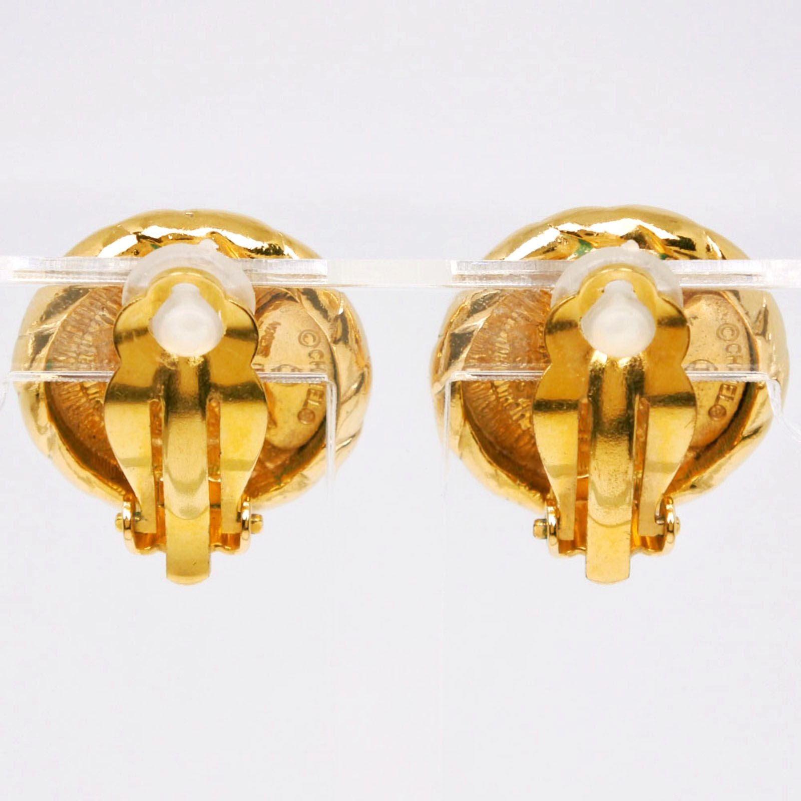 Chanel CC Logo Vintage Gold Plated Earrings — view 3