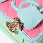 Chanel CC Filigree Vanity Bag CC Logo Caviar Leather Pink Mint Green — view 7