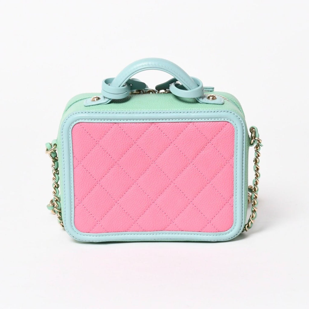 Chanel CC Filigree Vanity Bag CC Logo Caviar Leather Pink Mint Green — view 2