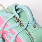 Chanel CC Filigree Vanity Bag CC Logo Caviar Leather Pink Mint Green — view 5
