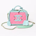 Chanel CC Filigree Vanity Bag CC Logo Caviar Leather Pink Mint Green