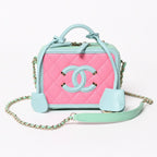 Chanel CC Filigree Vanity Bag CC Logo Caviar Leather Pink Mint Green